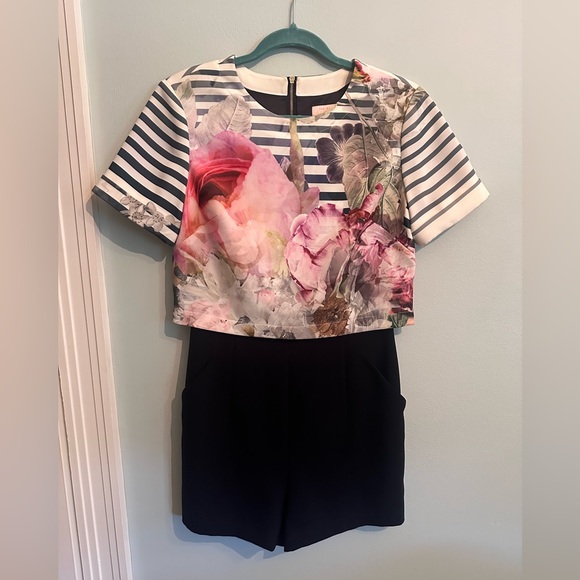 Ted Baker Pants - Ted Baker Floral and Striped Crop Top Playsuit